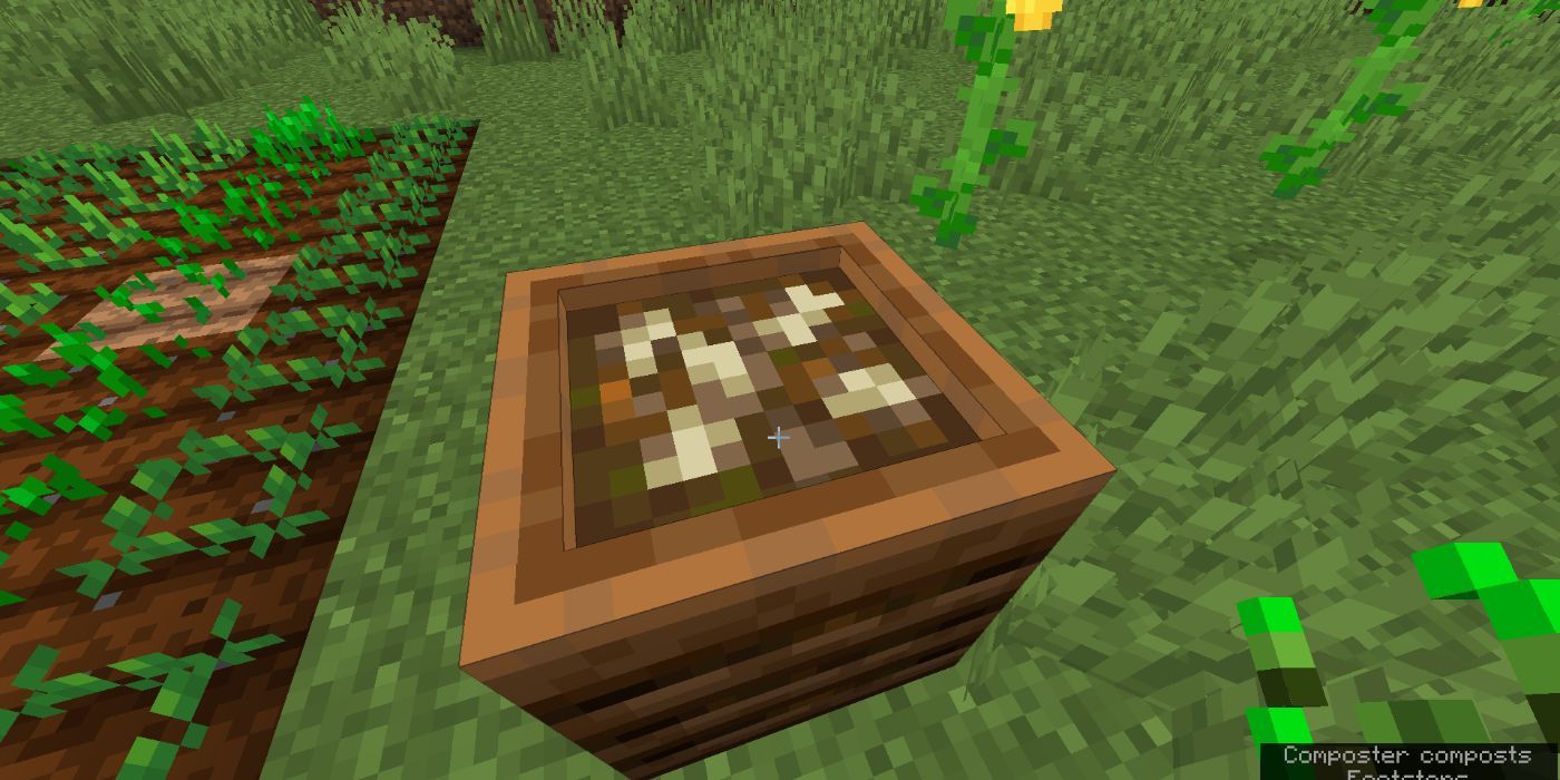 Minecraft bone meal inside a full composter