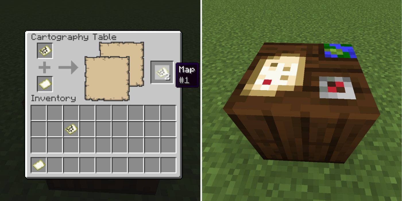 Minecraft cartography table and its user interface