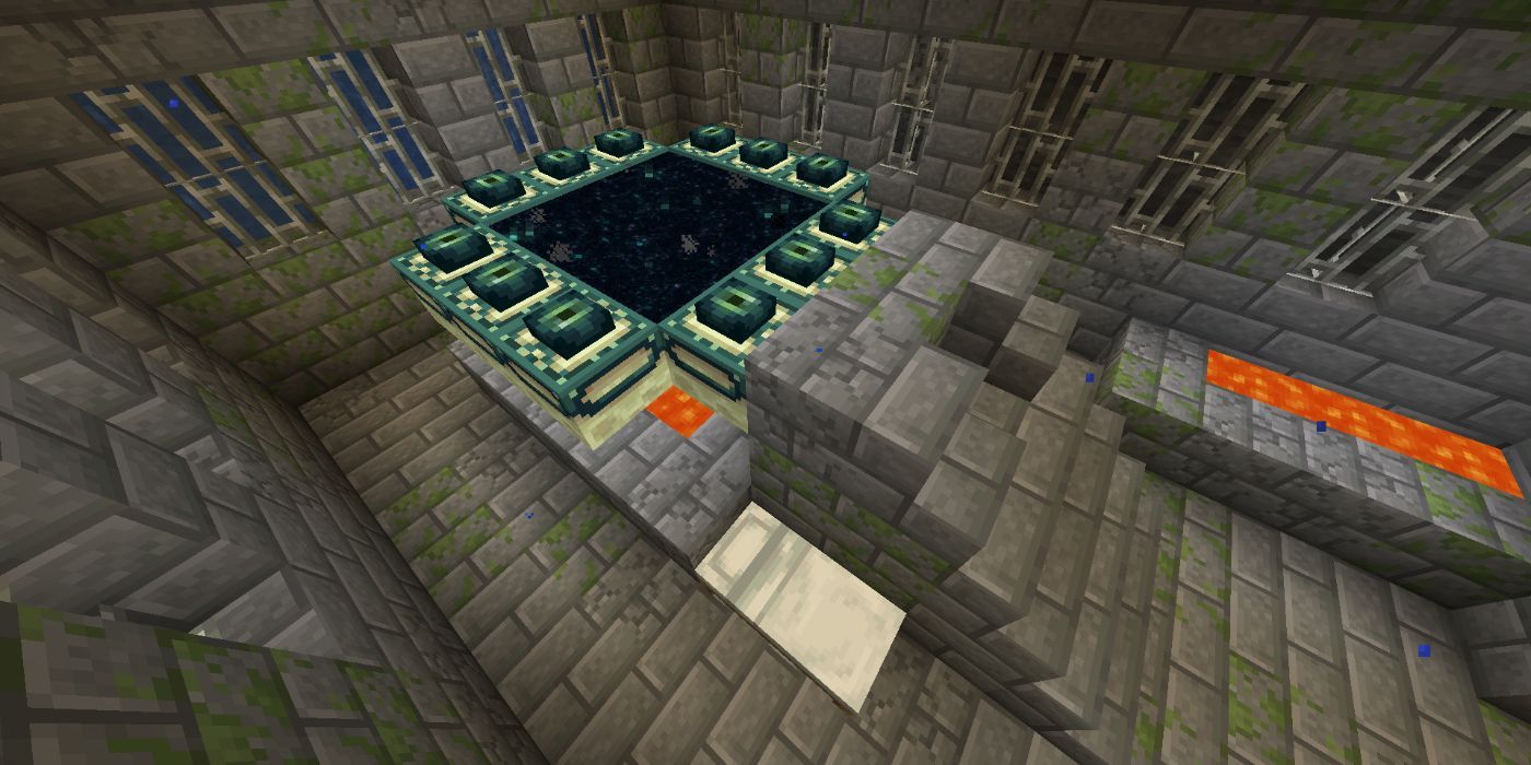 Minecraft end portal next to a bed