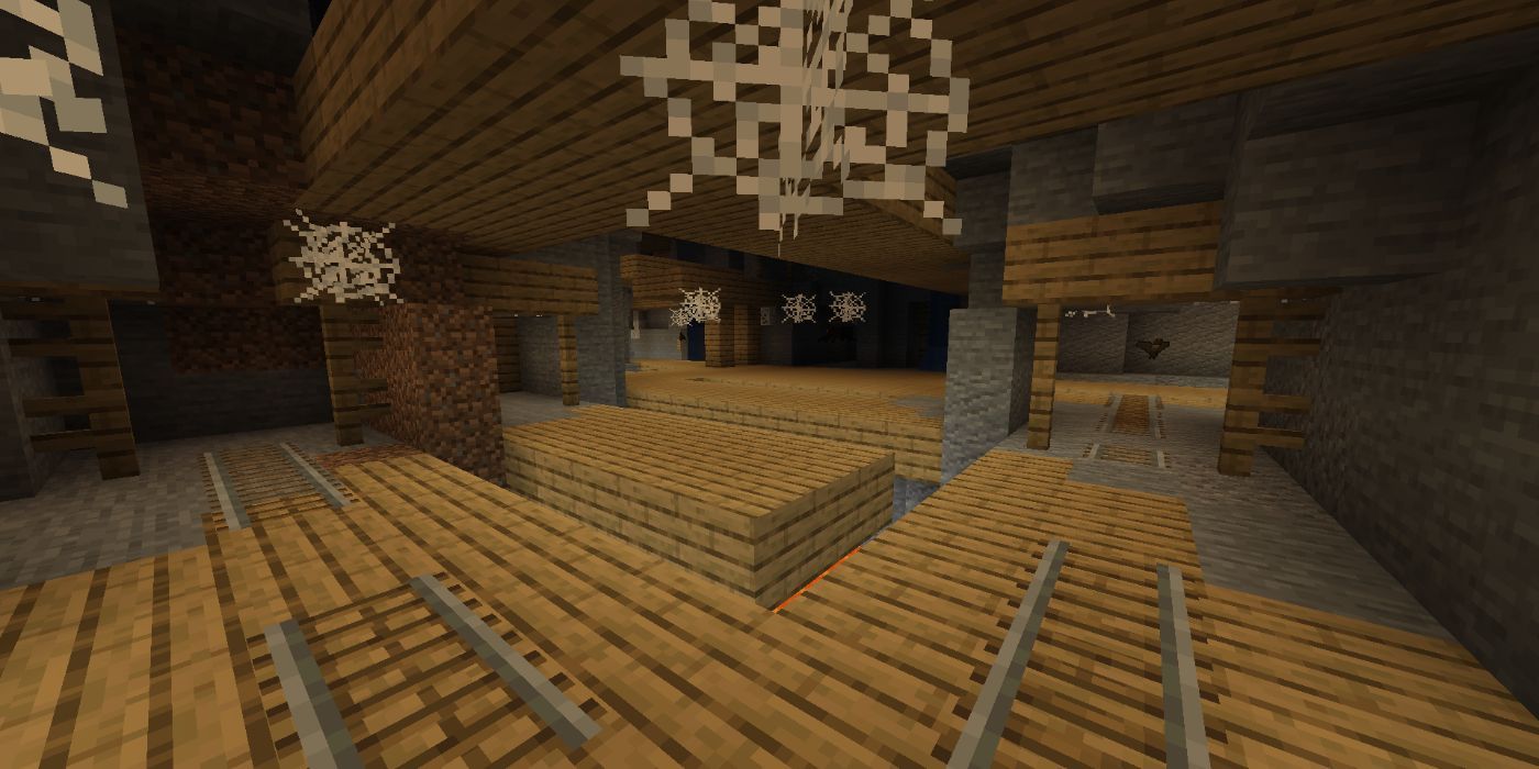 Minecraft inside a mineshaft