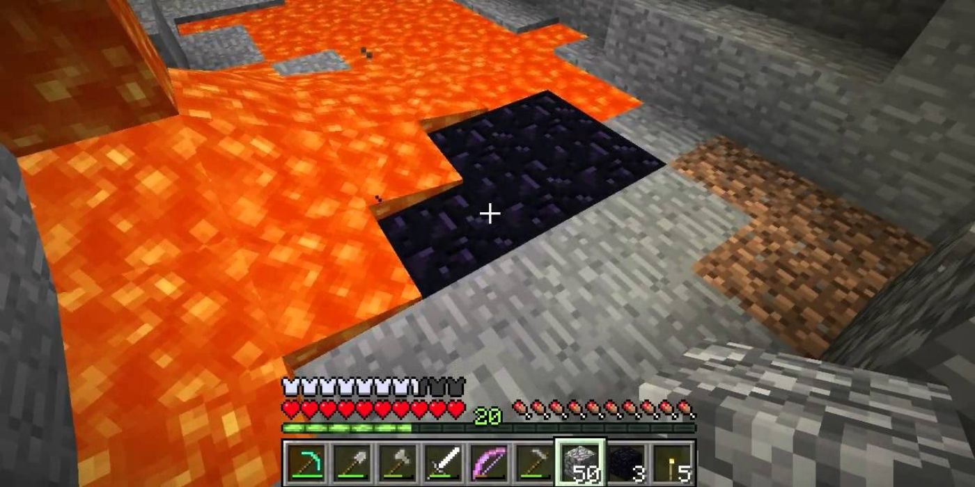Minecraft Screenshot Of Lava And Obsidian