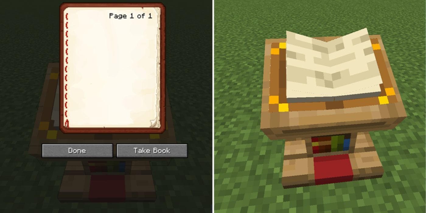 Minecraft lectern and using a book on it