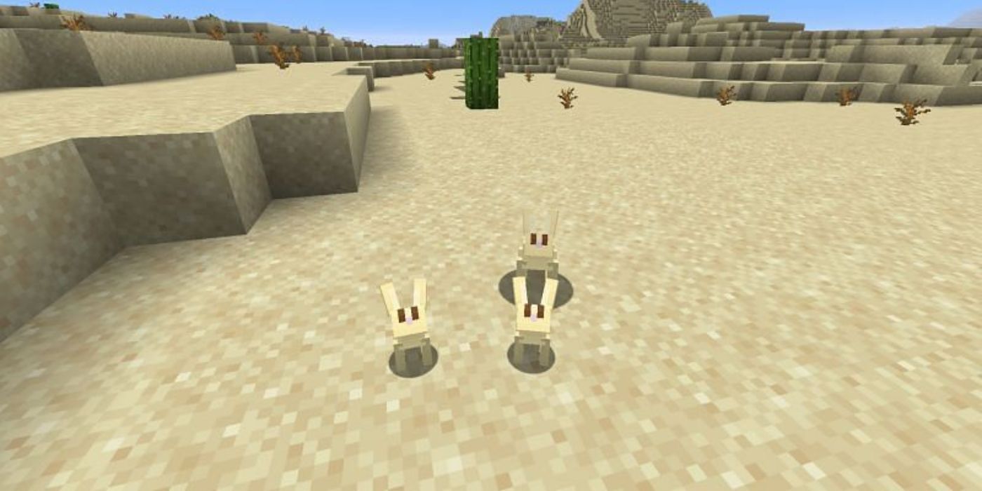 Minecraft rabbits in a desert