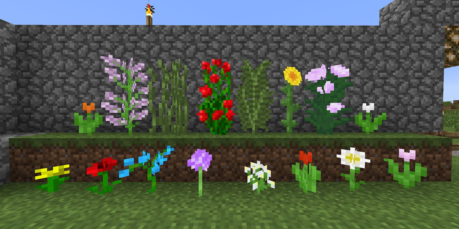 Minecraft Row Of Flowers