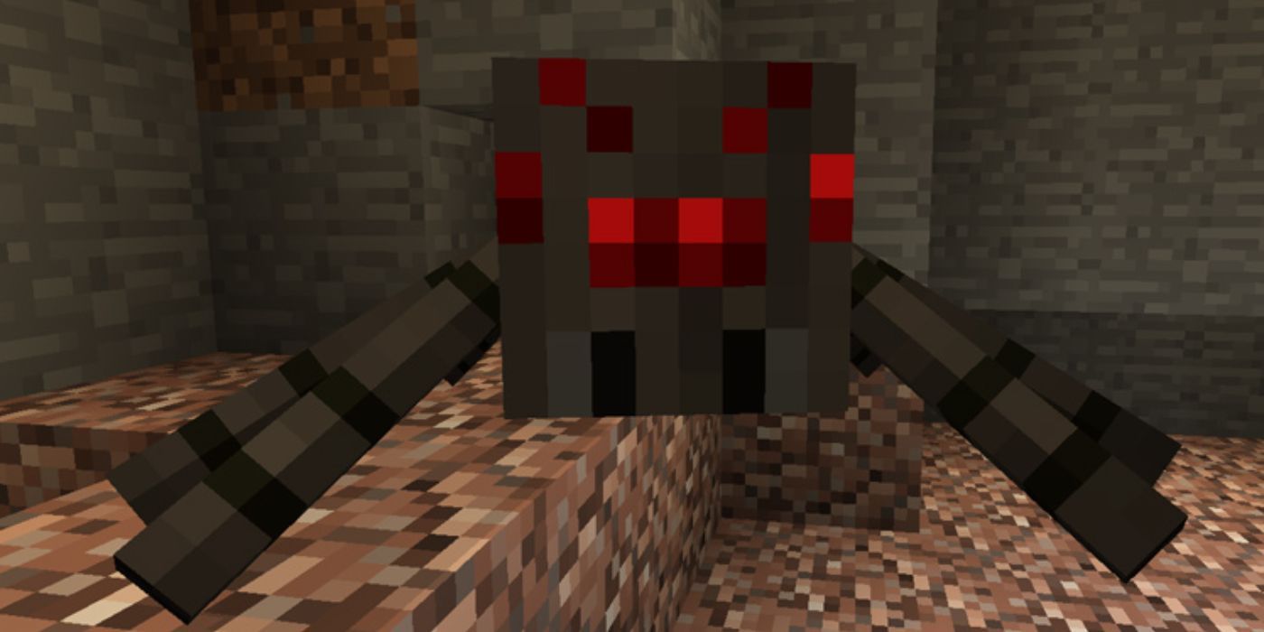 Minecraft spider inside a cave