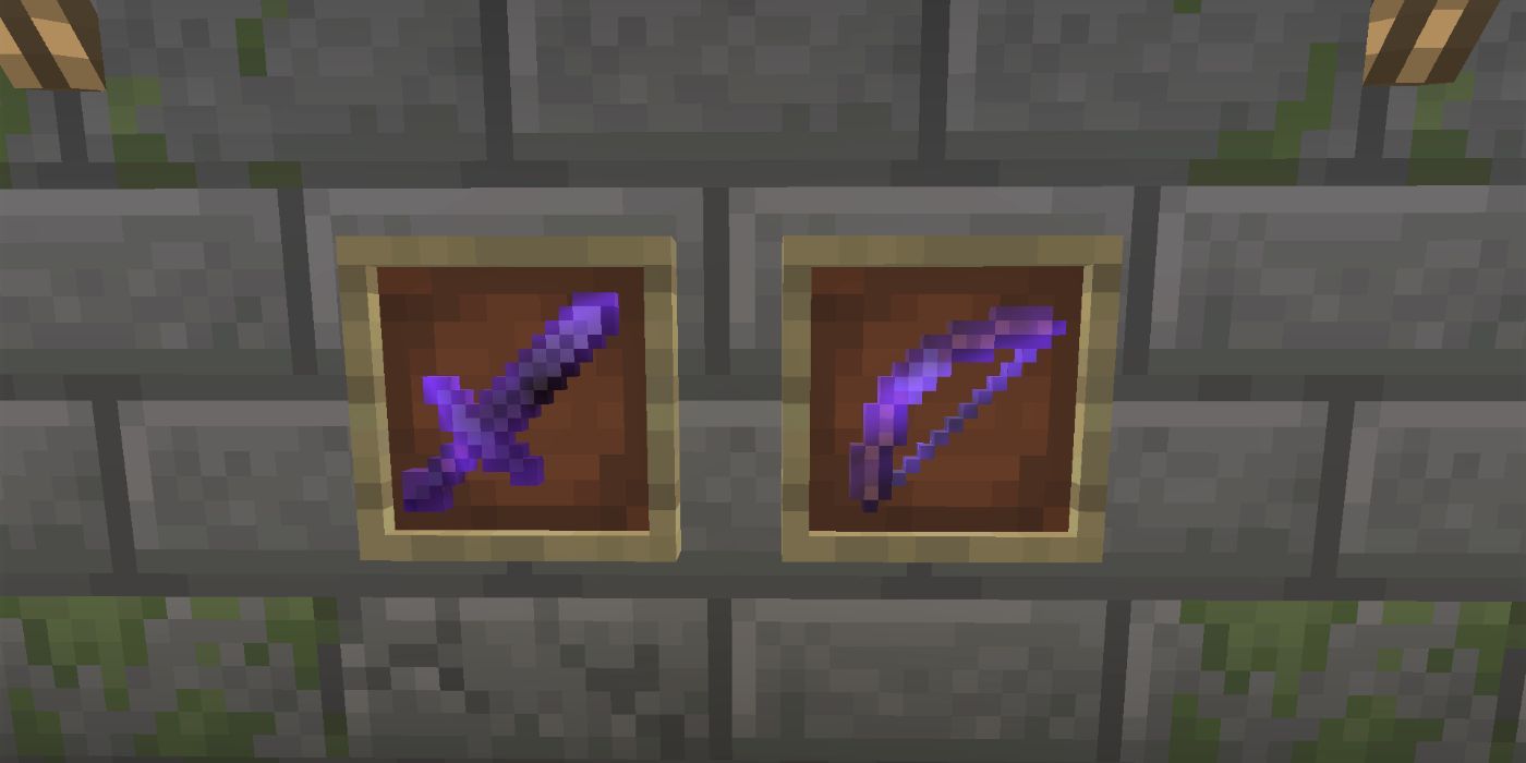 Minecraft sword and bow