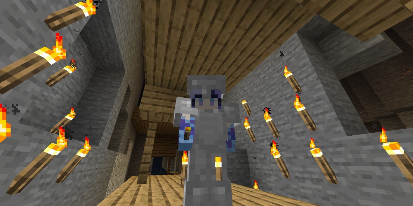 Minecraft torches and placed around player