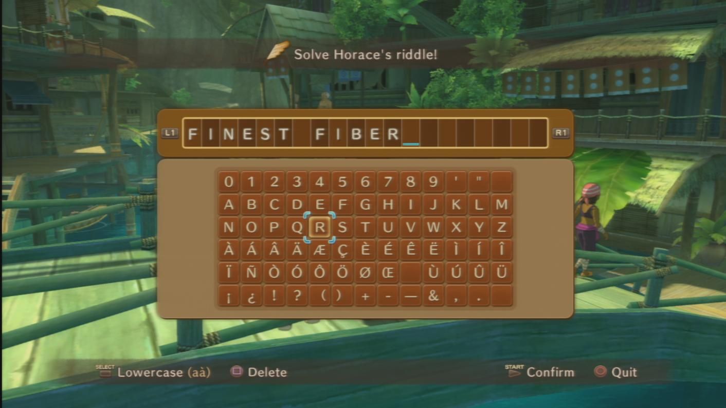 Ni No Kuni inputting Horace's riddle answers