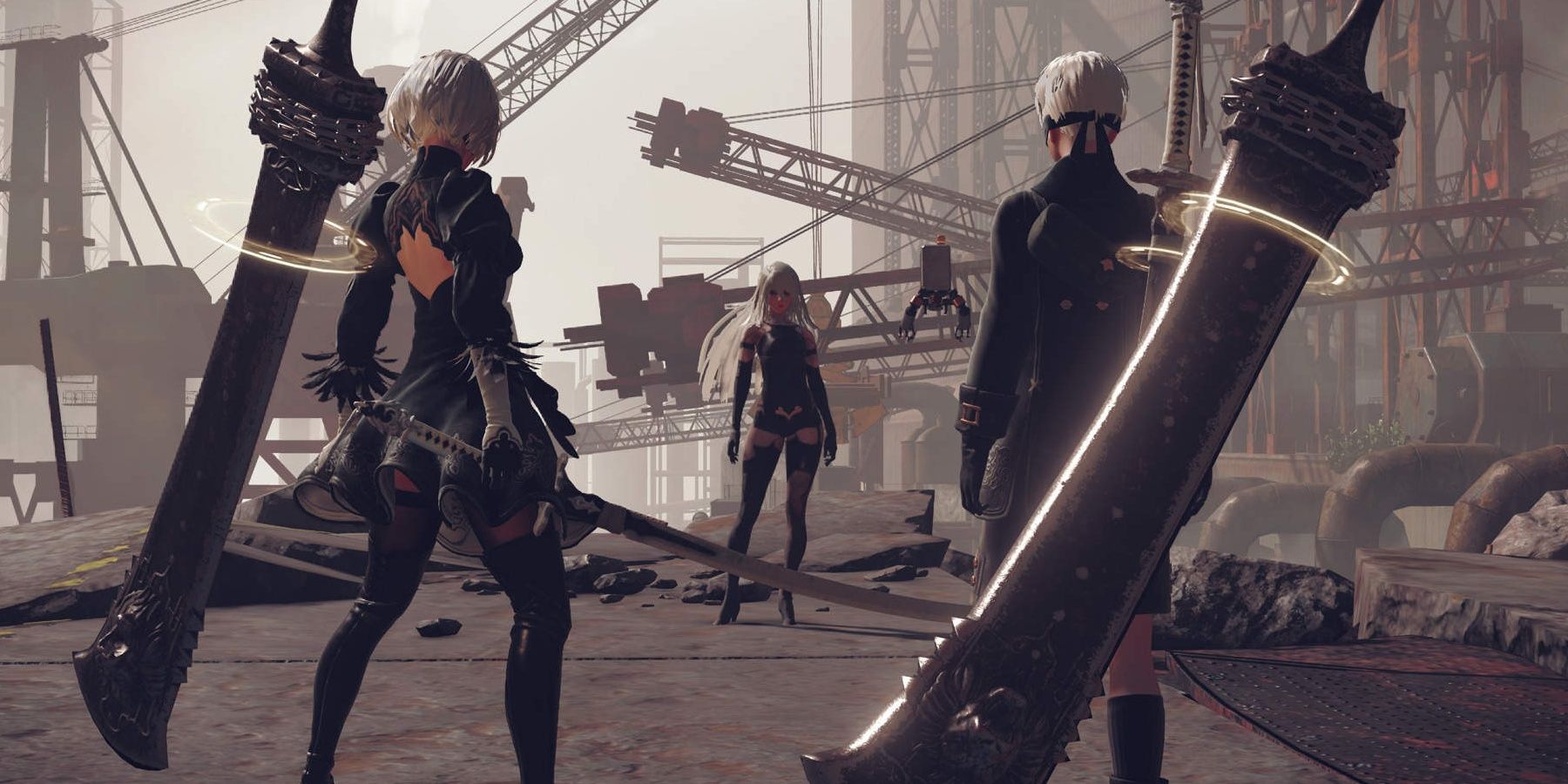 NieR: Automata - 2B and 9S standing off with A2