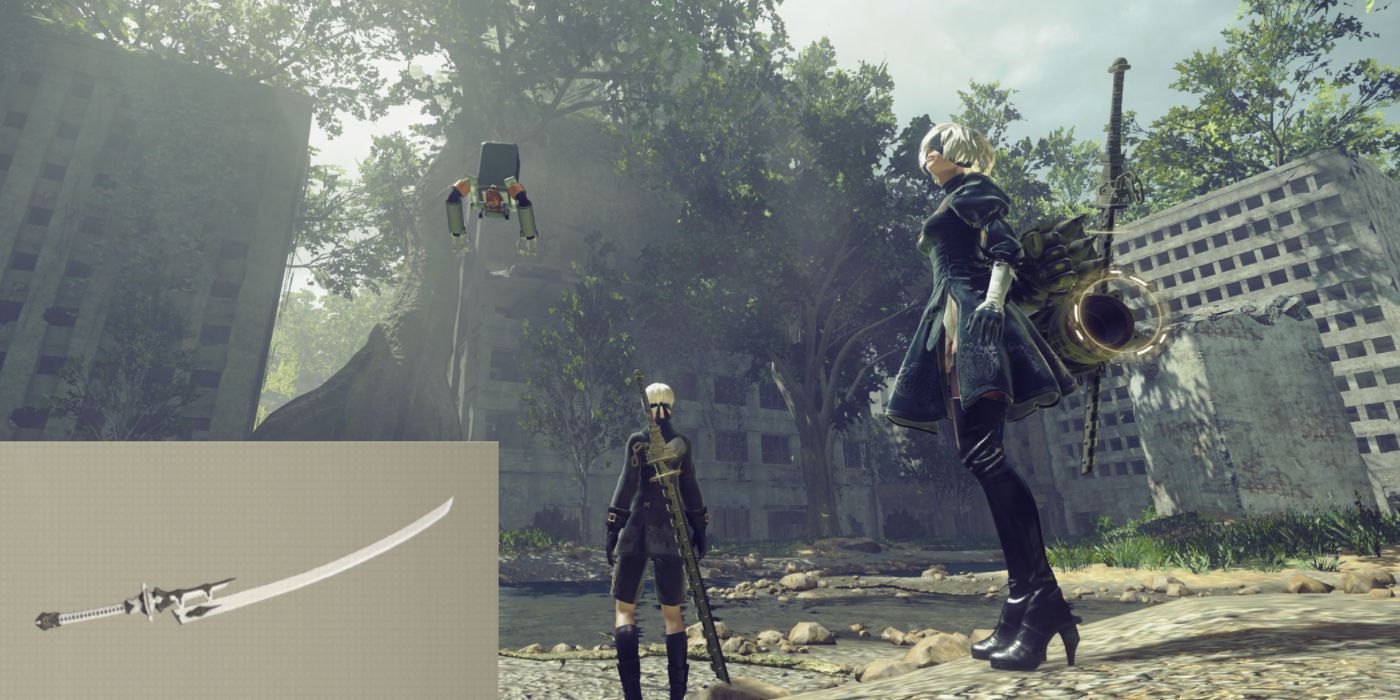 Nier Automata Virtuous Treaty : 2B + 9S + Pod in Wooded Buildings