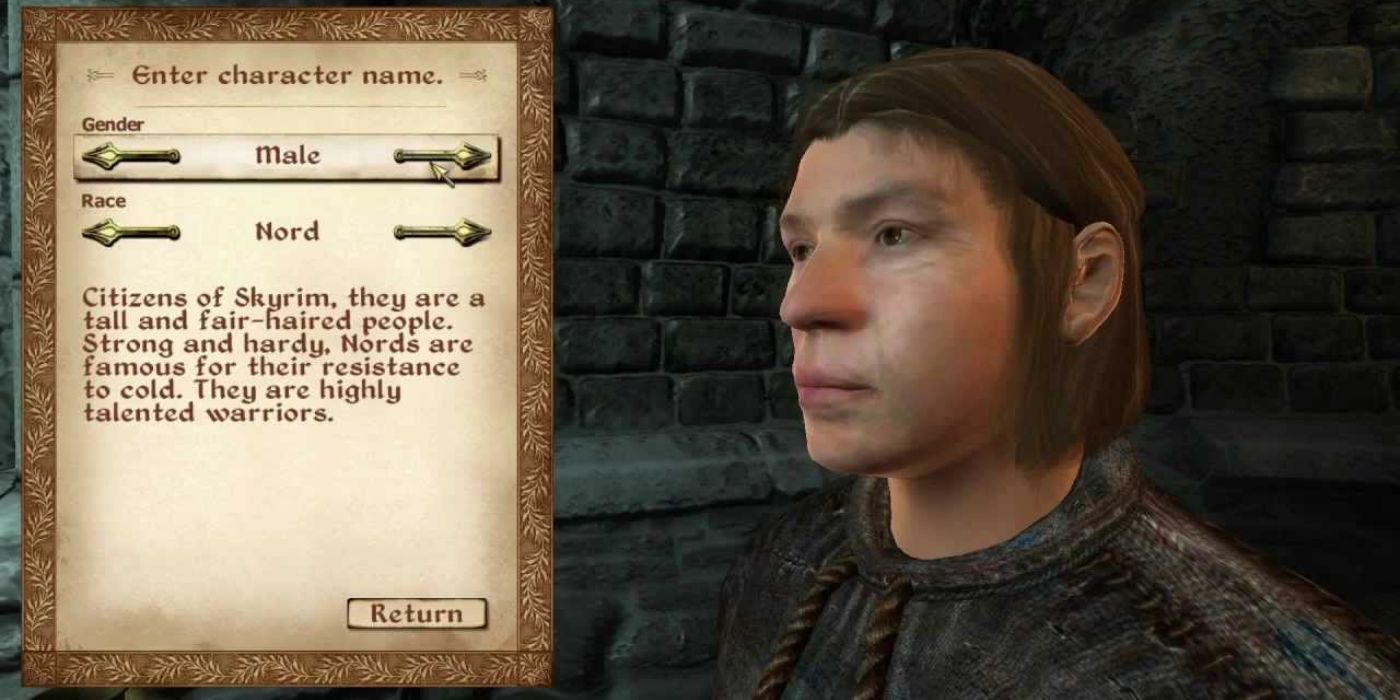 A Nord in the character creation screen along with a description