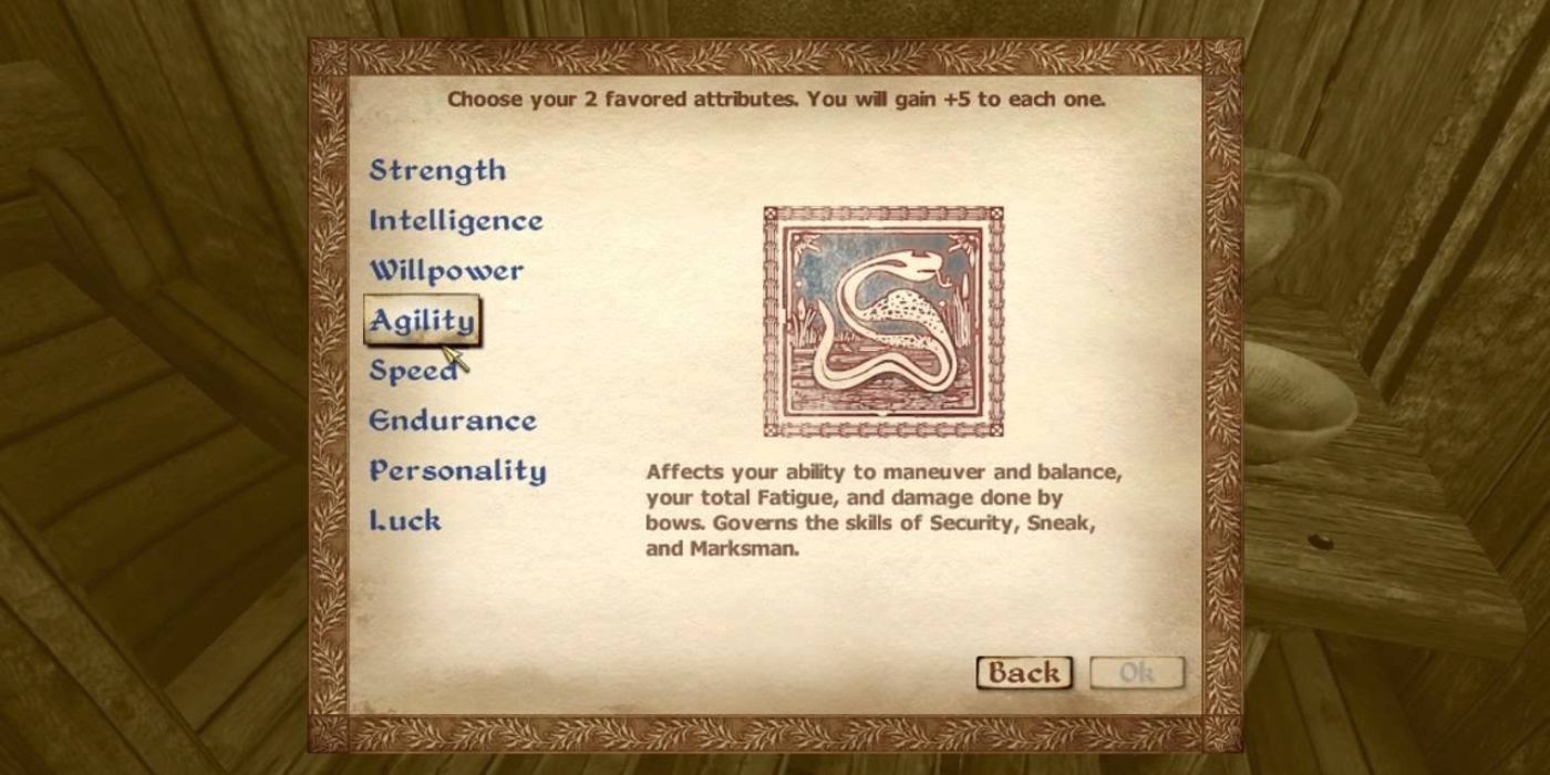 Selecting your two favored attributes in Oblivion
