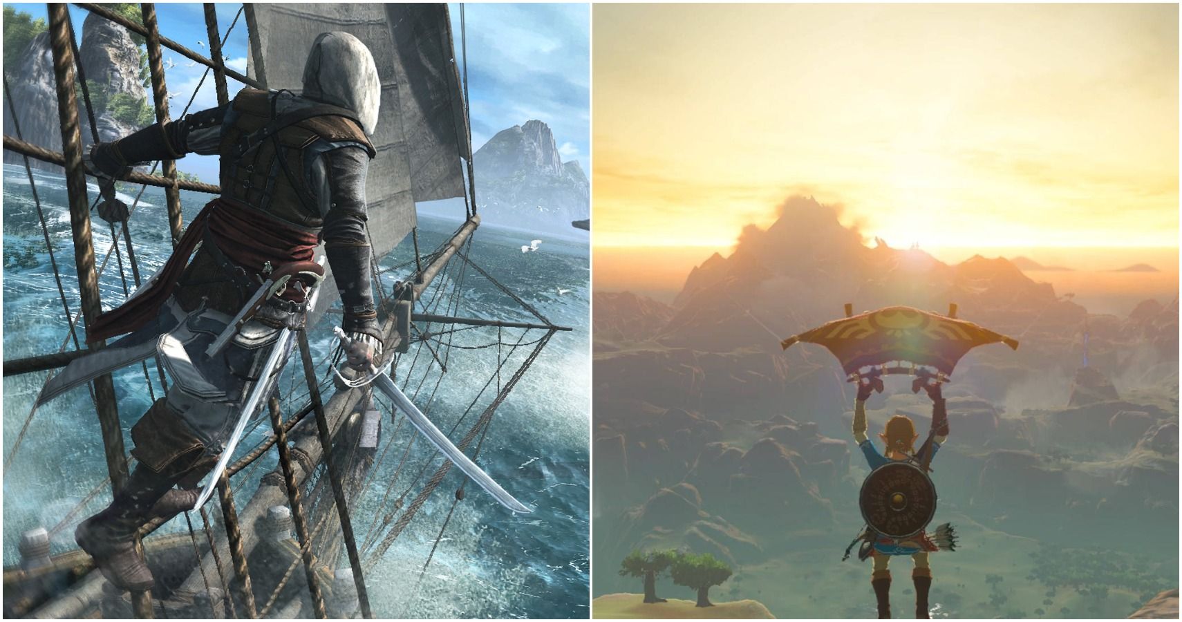 open world games assassin's creed: black flag and legend of zelda: breath of the wild
