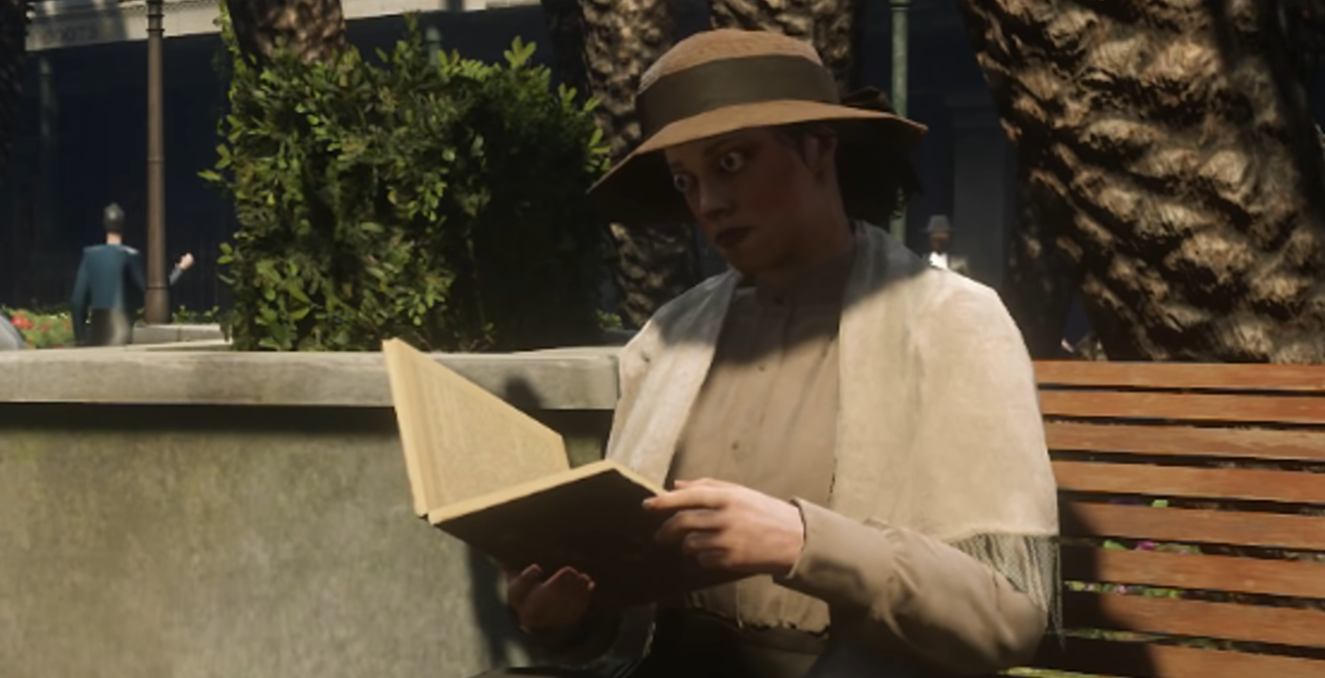 funny image of npc eyes popping out in red dead redemption 2
