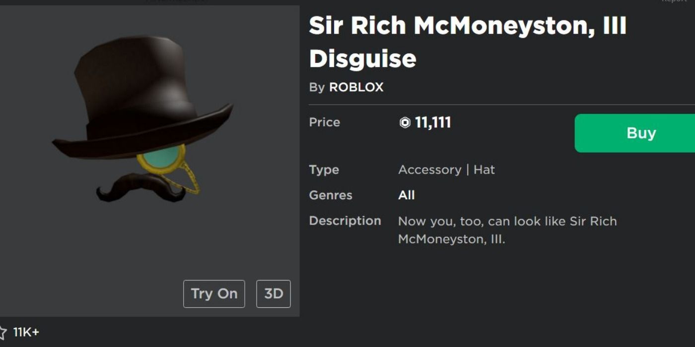 Roblox Sir Rich McMoneyston, III disguise