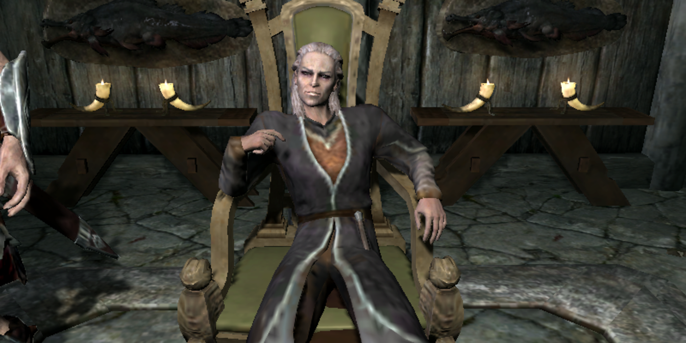 Brina as Dawnstar's jarl sits on her throne