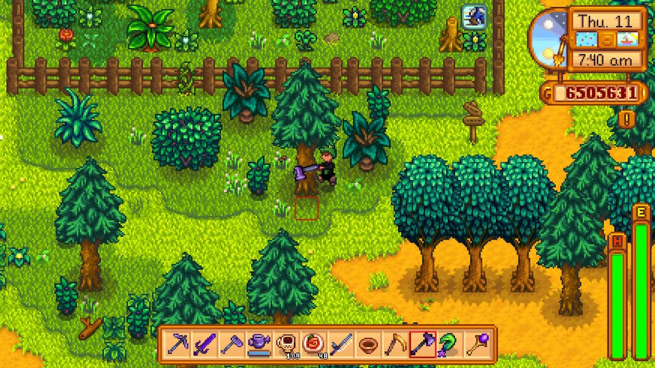stardew valley chopping trees axe