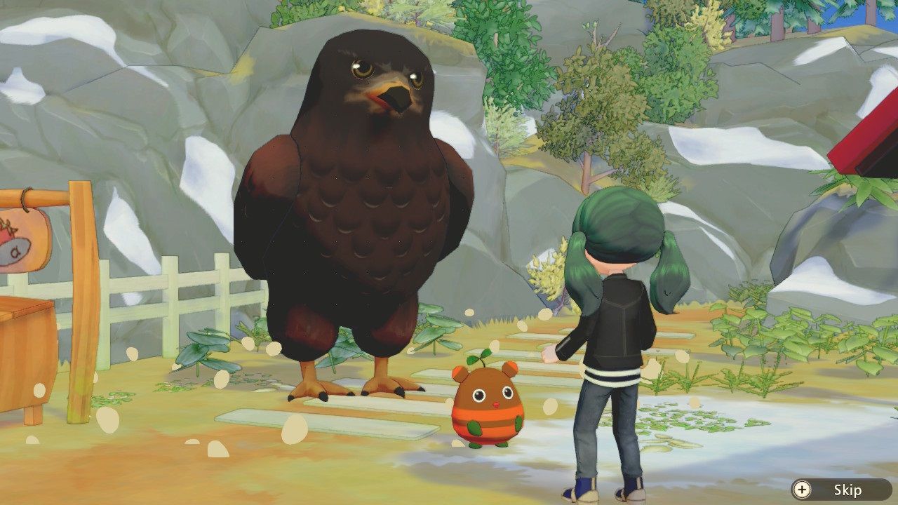 Story of Seasons Pioneers of Olive Town Giant Eagle, Earth Sprite, and player character