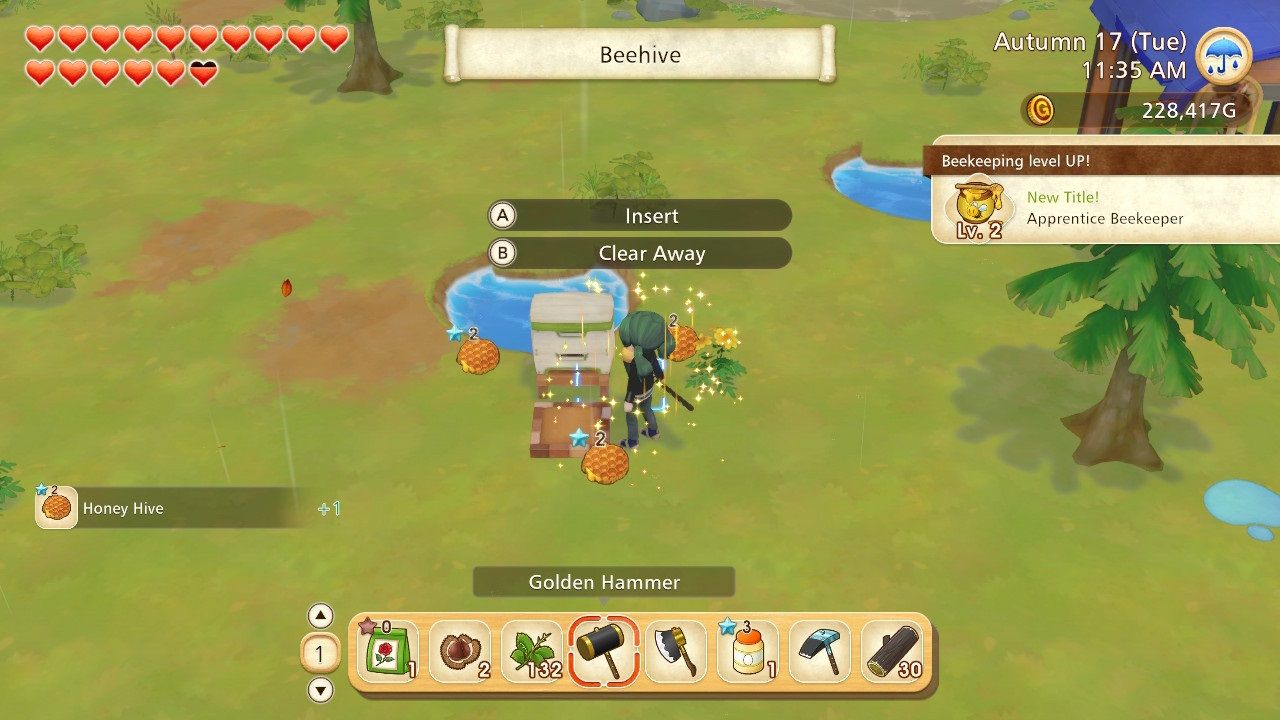 Story of Seasons Pioneers of Olive Town collecting hives from beehives