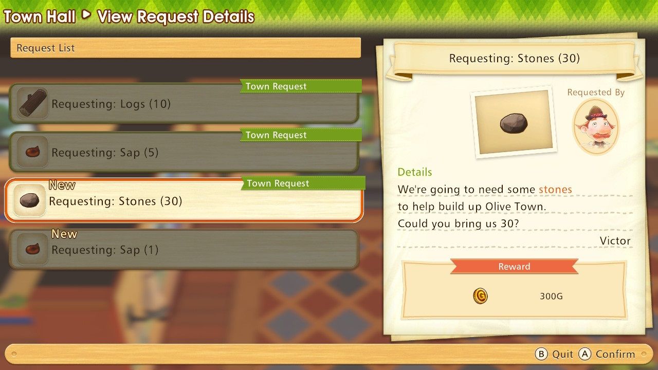 Story of Seasons Pioneers of Olive Town requests at the bulletin board