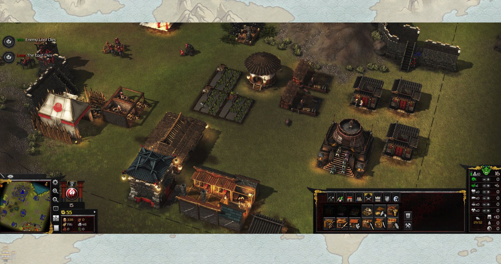 The Stronghold Warlords UI as minimized as possible in 16:9 format.