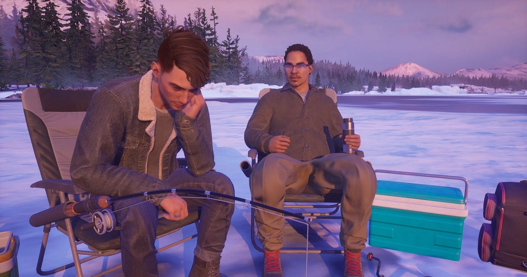Tell Me Why Tyler and Michael Icefishing on the lake