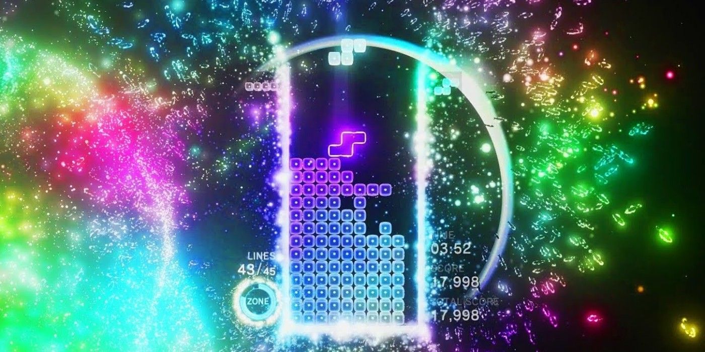 Tetris Effect Connected Gameplay gap Journey Mode colorful background