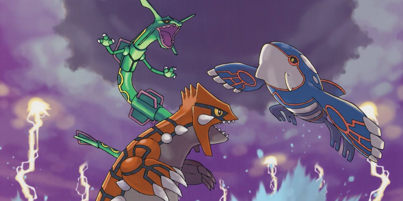 Kyogre Rayquaza Groudon the weather trio fighting one another