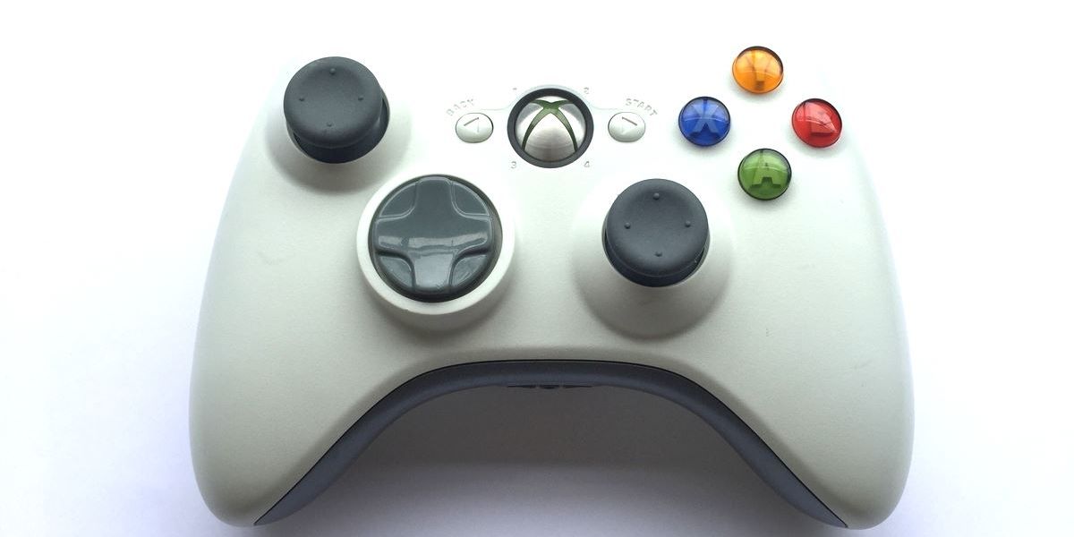 The Xbox 360 white controller.