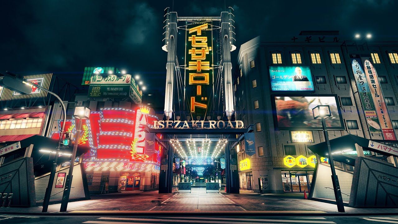 Yakuza Like a Dragon Isezaki Road sign in the city.