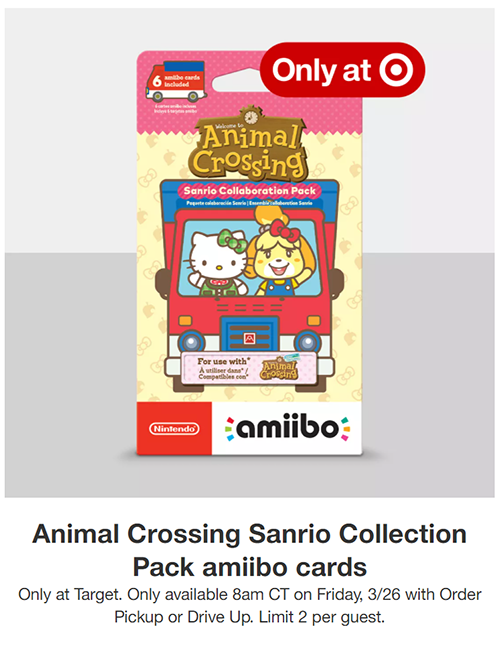 Animal Crossing New Horizons Sanio Cards Target Website Release Time