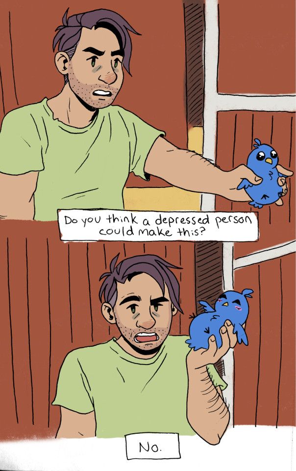 A webcomic that places a Stardew Valley player as Ben in Parks and Recreation trying to claim he isn't depressed