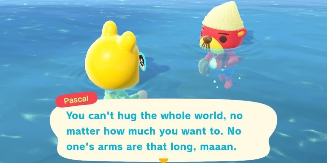 Animal Crossing New Horizons Pascal reminding the player of their personal limits