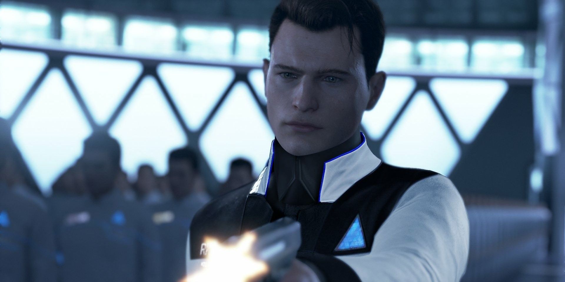 Connor shooting a gun in Detroit: Become Human