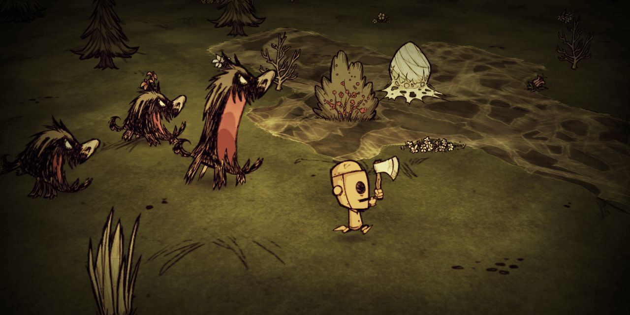 A combat scenario in Don't Starve