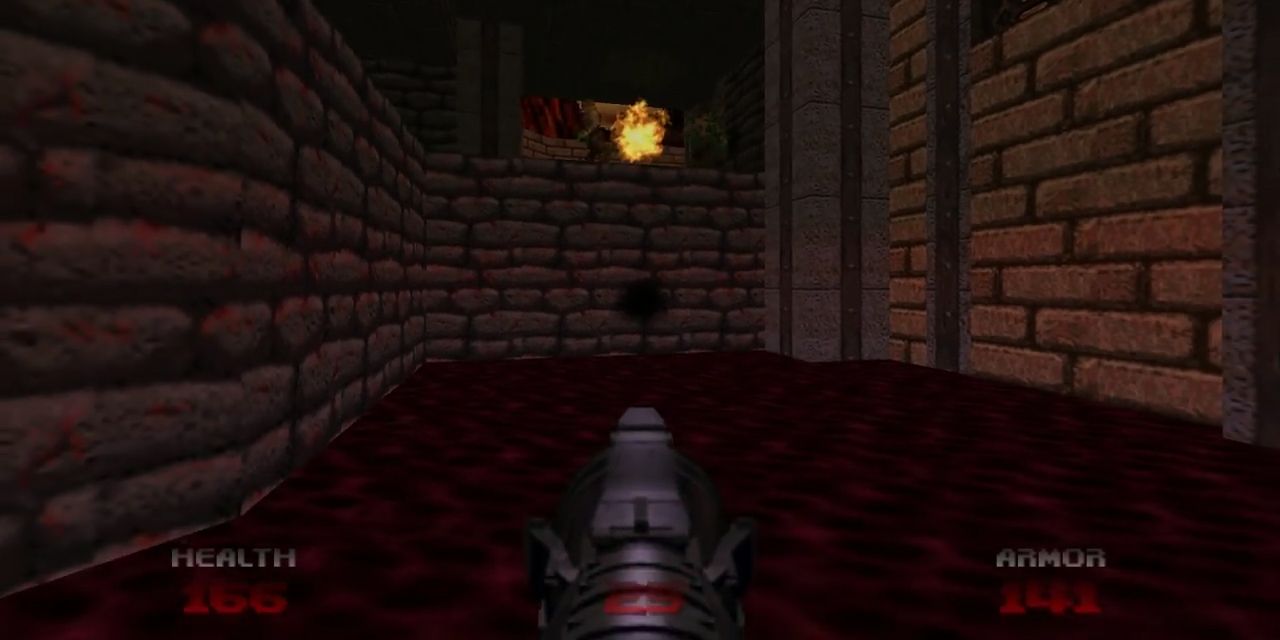 Shooting at enemies on a higher level in Doom 64