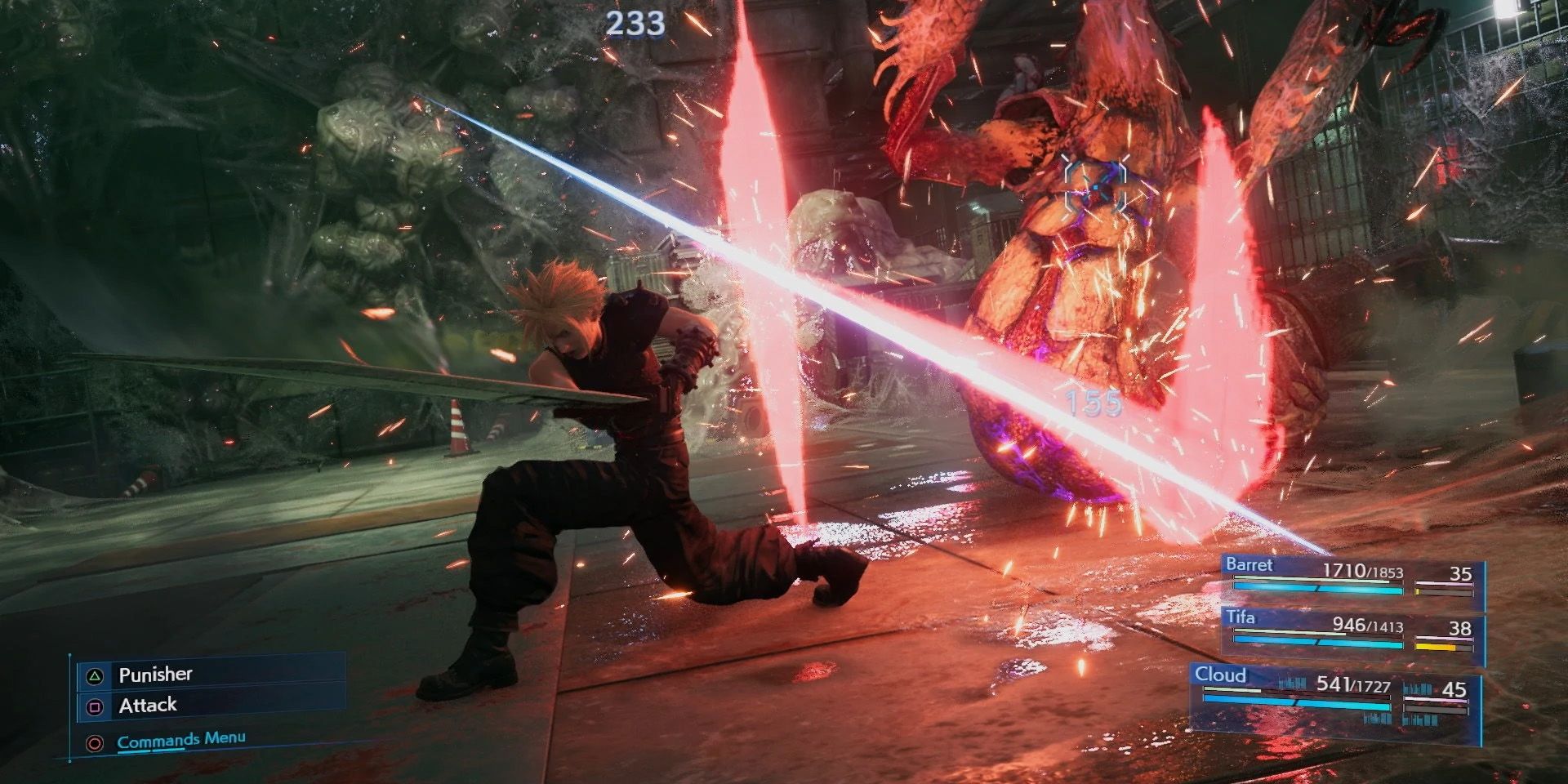 Cloud uses one of his limit breaks in Final Fantasy VII Remake