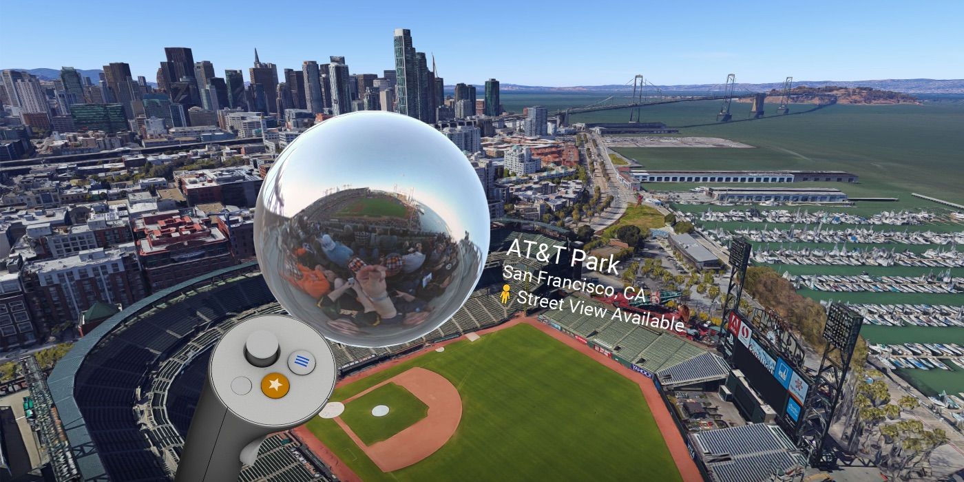screenshot of at&t park in google earth vr on oculus link