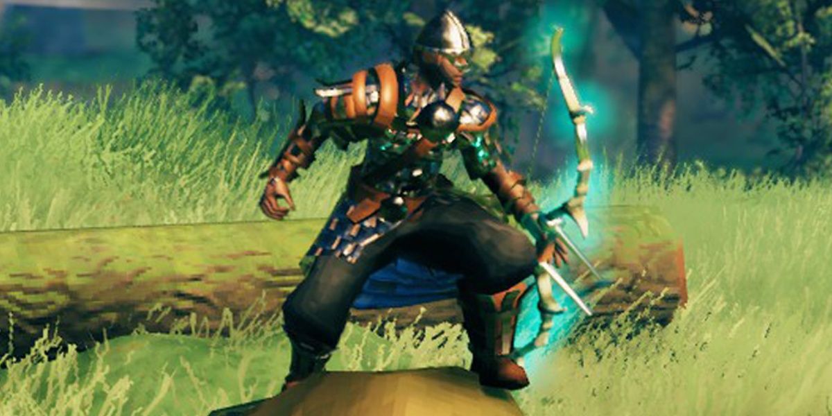 Valheim player using a bow and arrow