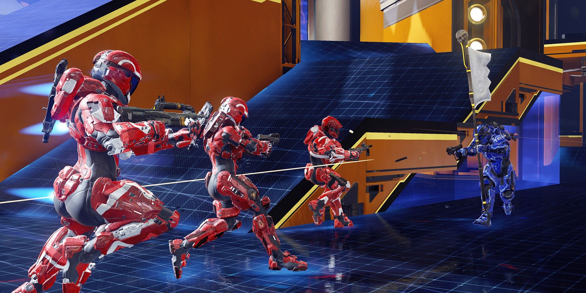 Red Spartans attacking Blue Spartan in Halo 5 Guardians multiplayer