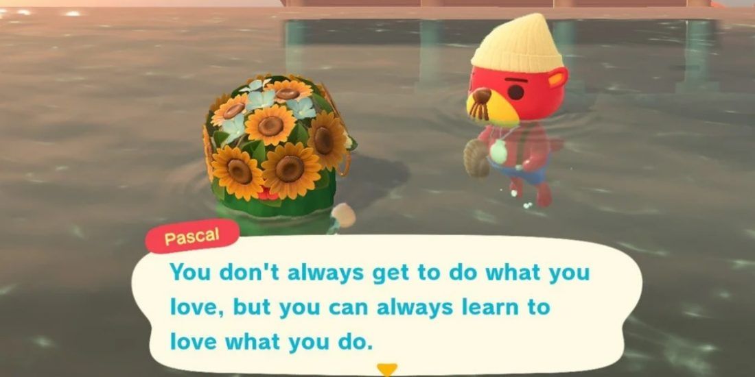 Animal Crossing New Horizons Pascal encouraging the player to learn to love what they do
