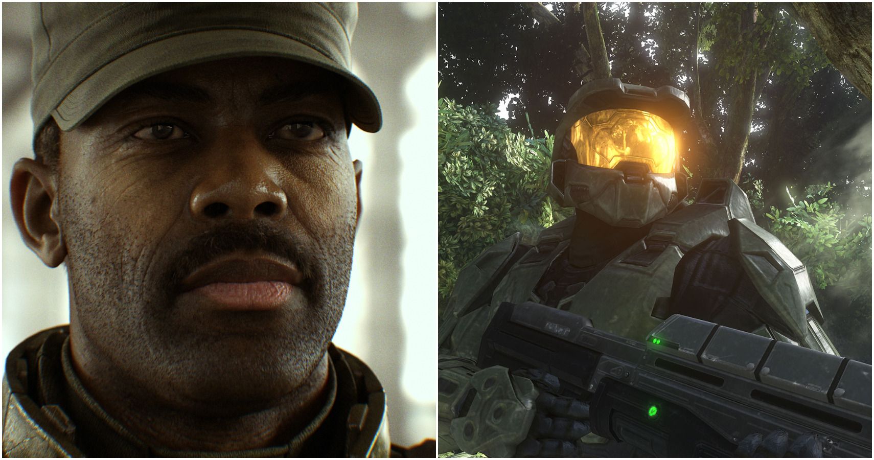 Sgt. Johnson on left, Master Chief on right. Only head shots.