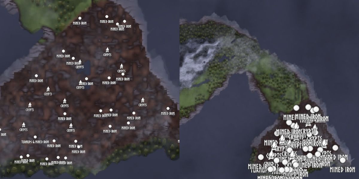 valheim world map with a lot of iron