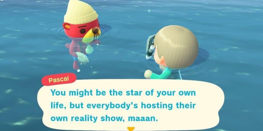 Animal Crossing New Horizons' Pascal explaining how everyone is the star of their own life