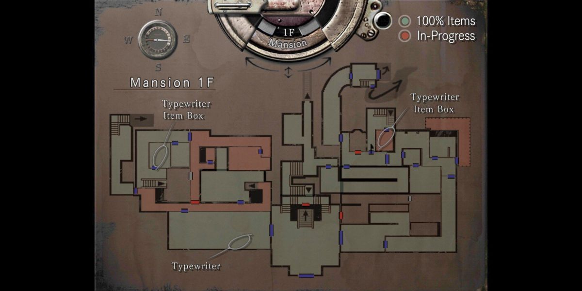 A view of the mansion's map in the pause screen