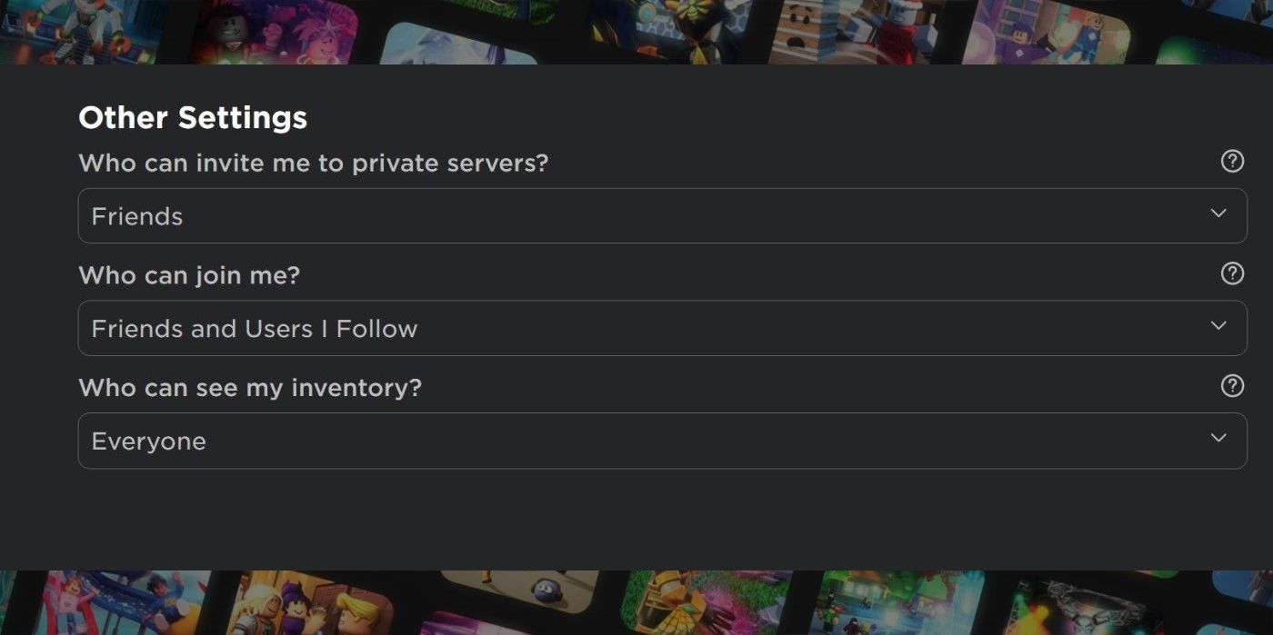 Roblox other settings