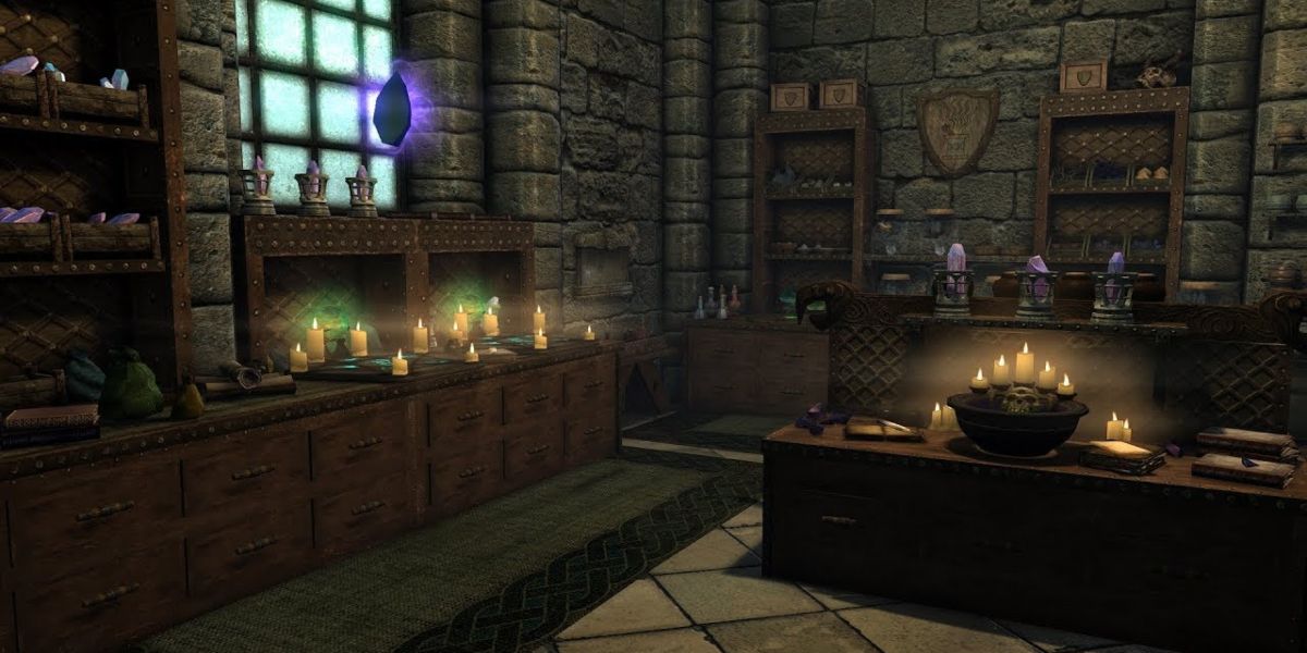 Floating objects and lit candles in the College of Winterhold