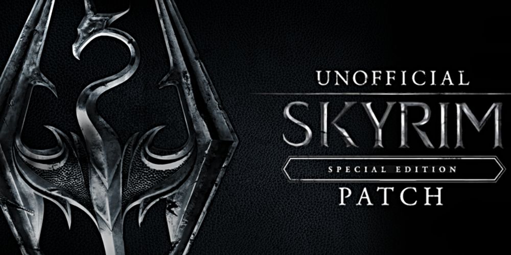 The logo for the Unofficial Skyrim Special Edition Patch mod for PS4
