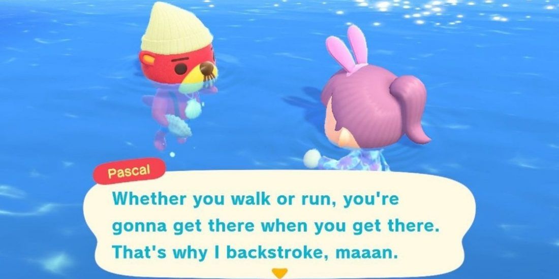 Animal Crossing New Horizons Pascal encouraging the player to slow down and relax