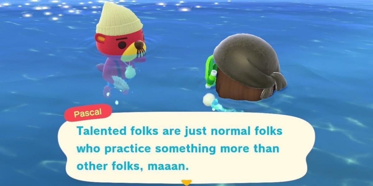 Animal Crossing New Horizons Pascal explaining what defines a talented person 